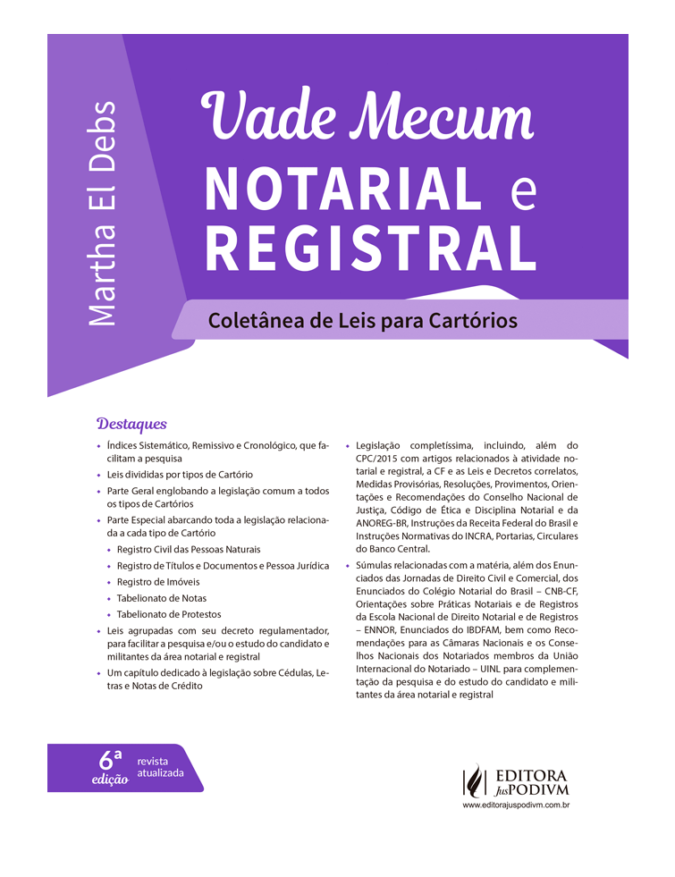 Vade Mecum Notarial e Registral - Coletânea de Leis para Cartórios (2019)